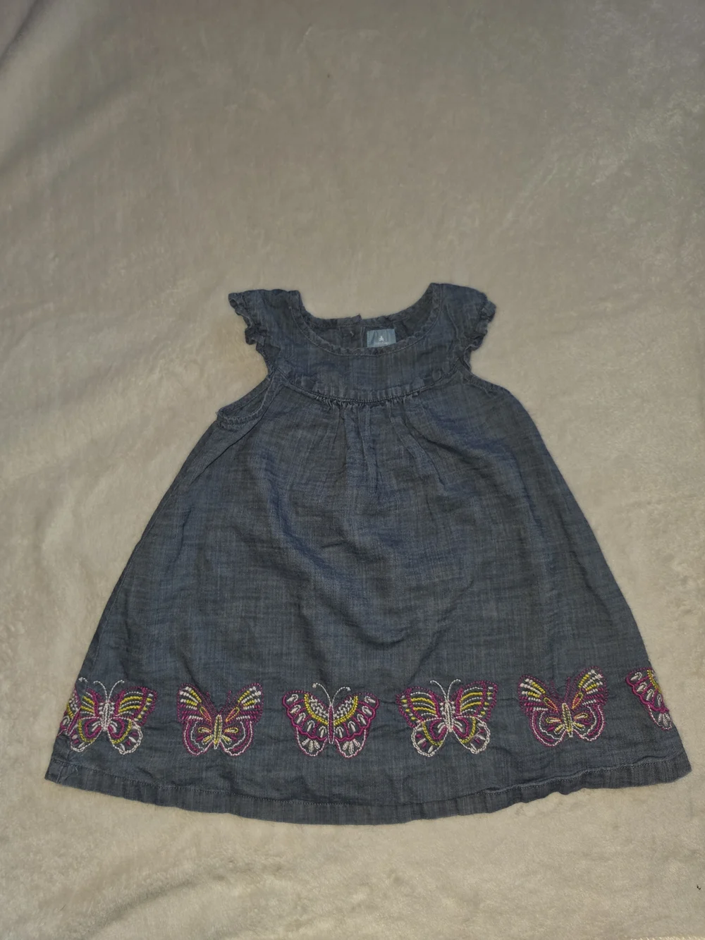 babyGAP Denim Look Butterfly Embroidered Dress - Blue